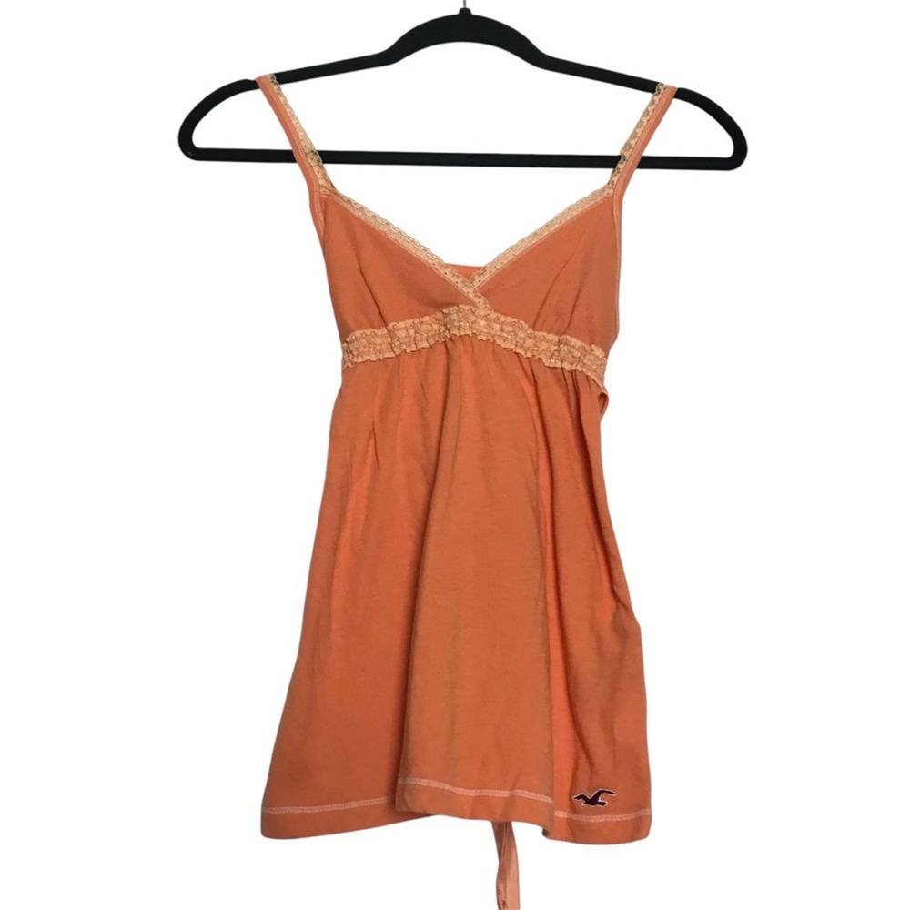Hollister Y2K Orange Lace Trim Babydoll Empire Waist Cami Top Womens Size XS